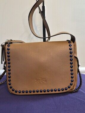 Coach Studded Messenger / Crossbody Bag 🤎💙